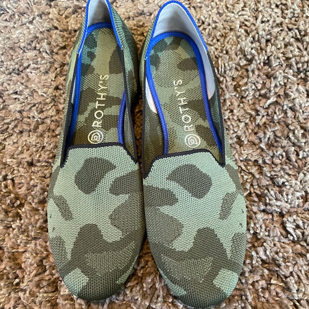 Rothy’s Olive Camo Loafers 10.5